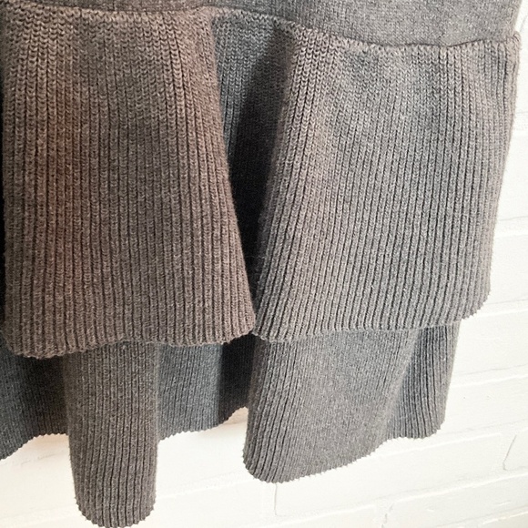 JACKPOT Mini Skirt AISHAH Ribbed knit Charcoal Gray ruffle Cotton blend M - Picture 6 of 12